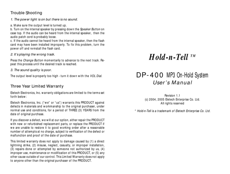 Eletech Hold-n-Tell DP-400 User manual