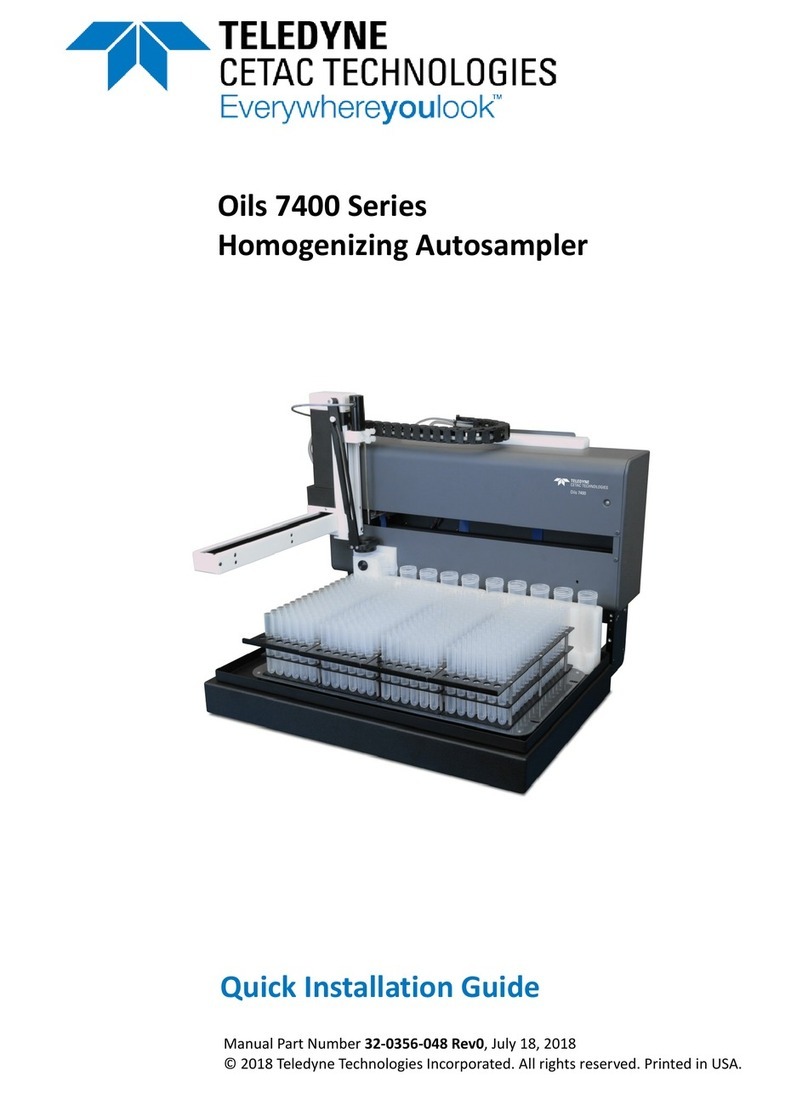 Teledyne Cetac Technologies Oils 7400 Series installation guide