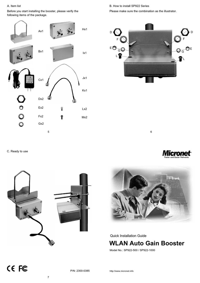 MicroNet SP922-1000 Quick installation guide