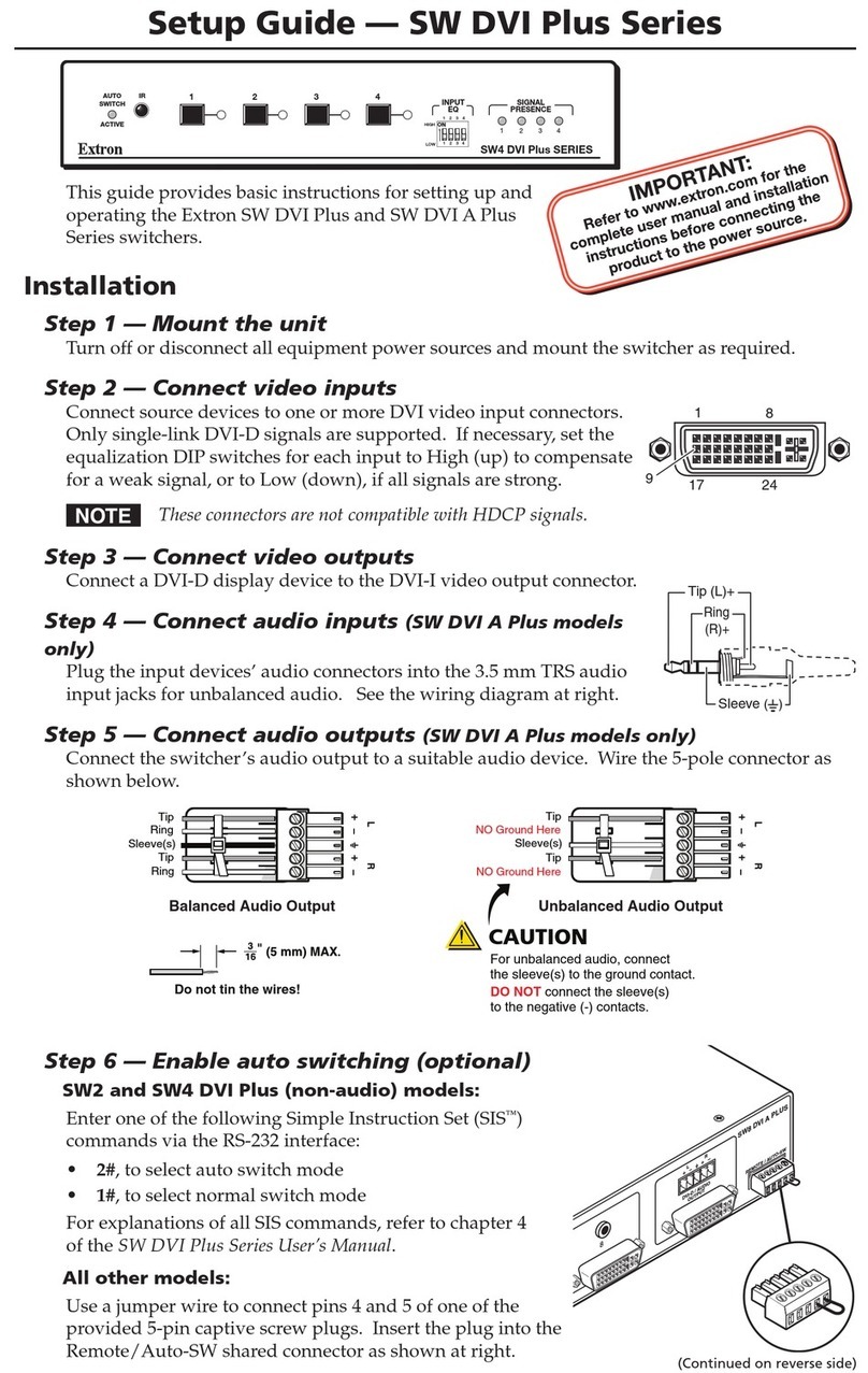 Extron electronics SW DVI Plus Series Setup guide