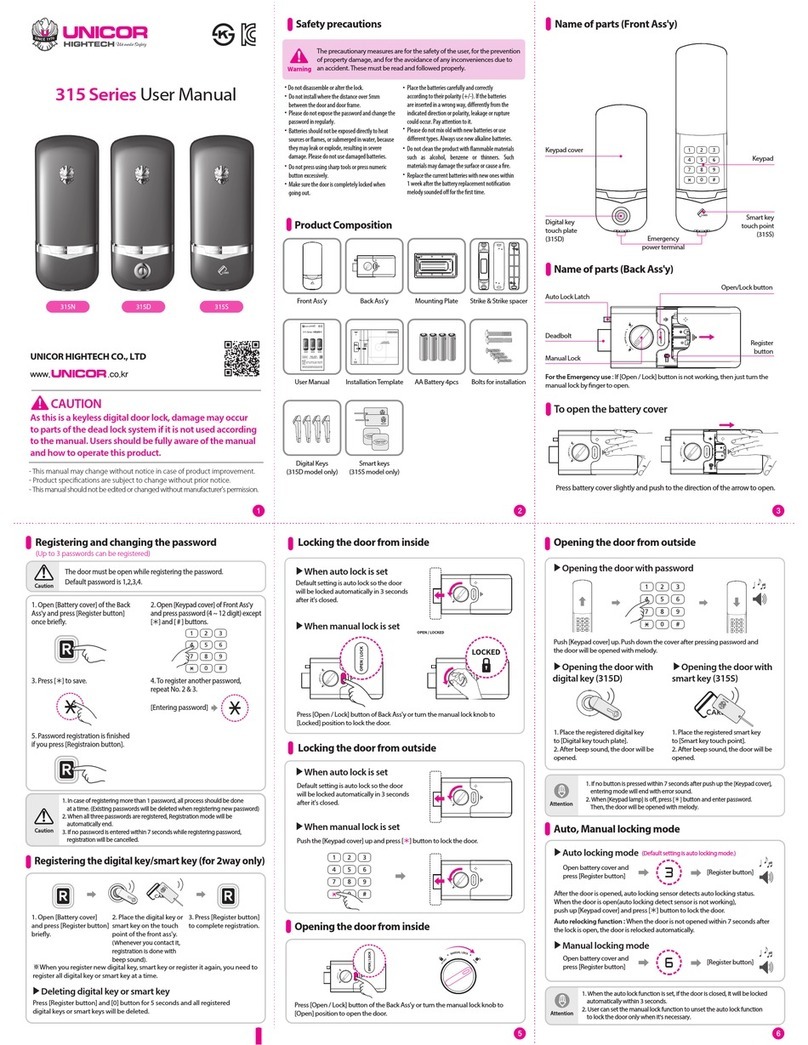 UNICOR HIGHTECH 315N User manual