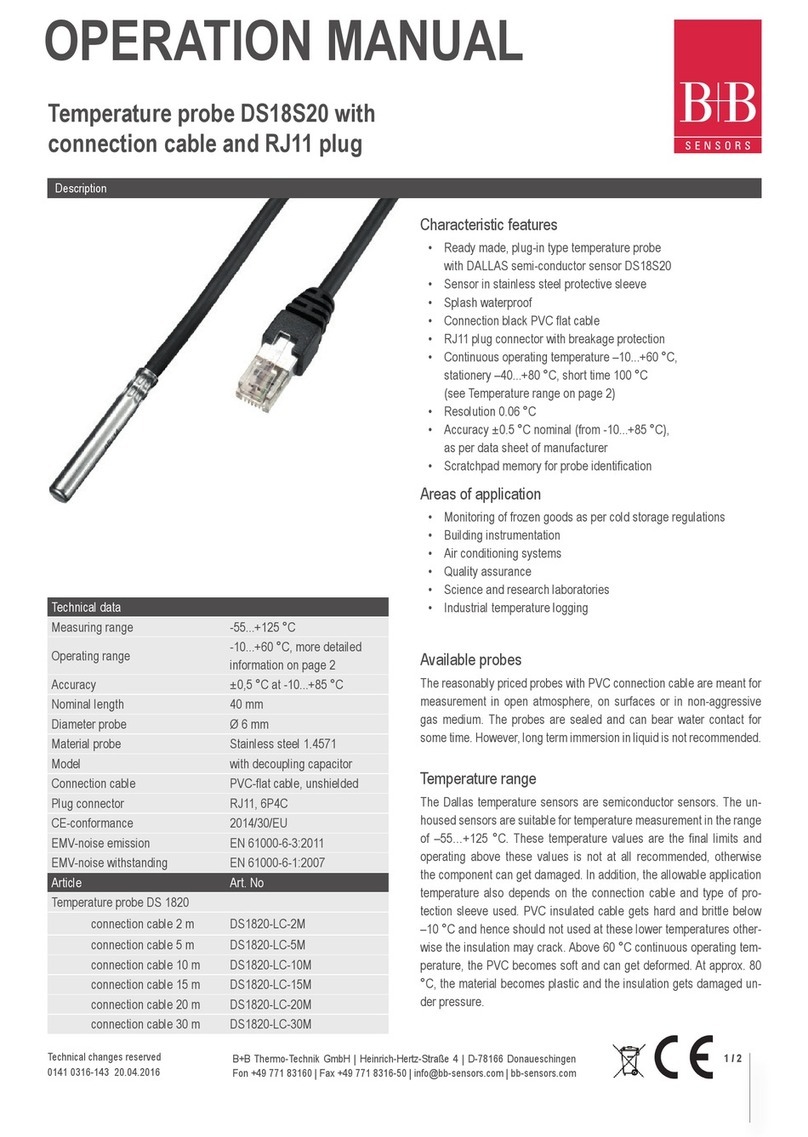 B+B Sensors DS18S20 Operation manual