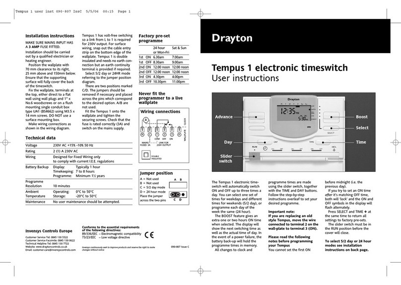 Drayton Tempus 1 User instructions