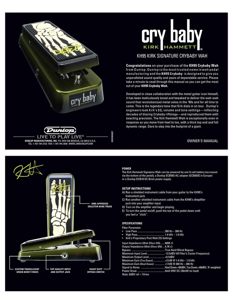 Dunlop KH95 SIGNATURE KIRK HAMMETT CRYBABY WAH owner's manual