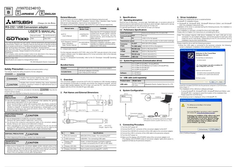 Mitsubishi GOT1000 Series User manual