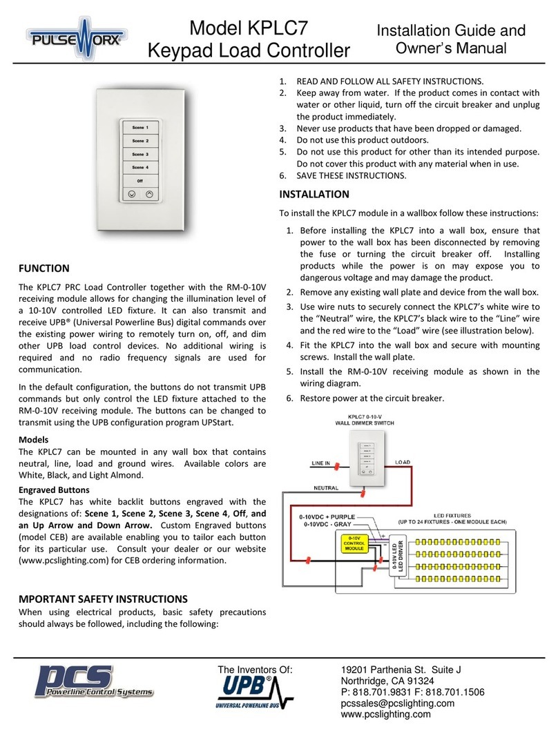 PulseWorx KPLC7 Installation guide and owner's manual