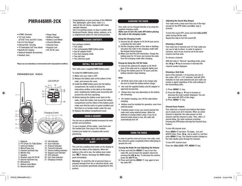 Uniden PMR446MR-2CK User manual Uniden PMR446MR-2CK User manual