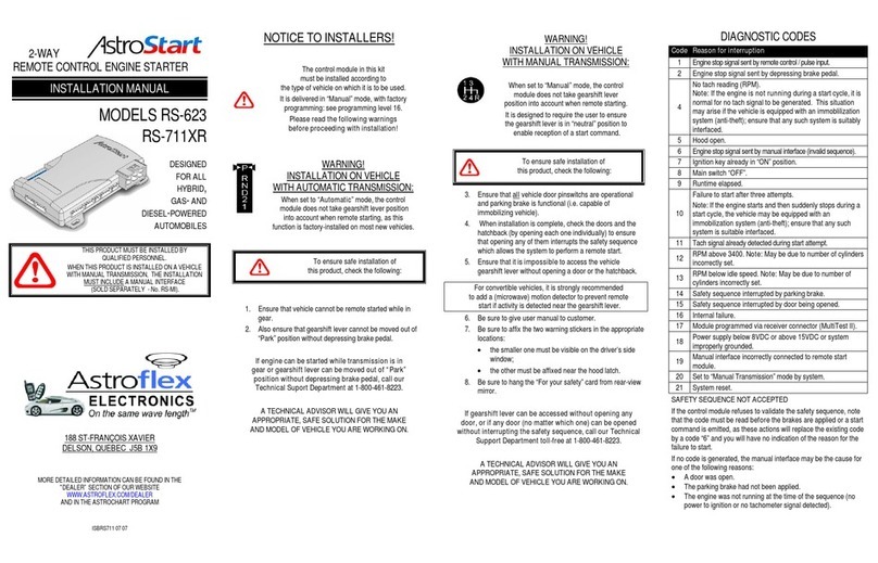 AstroStart RS-623 User manual