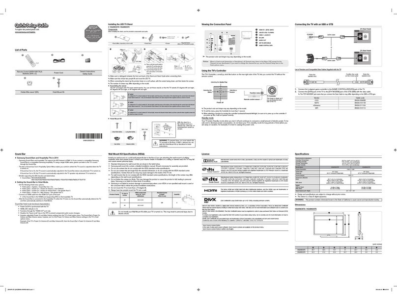 Samsung HG40NC678 Quick setup guide