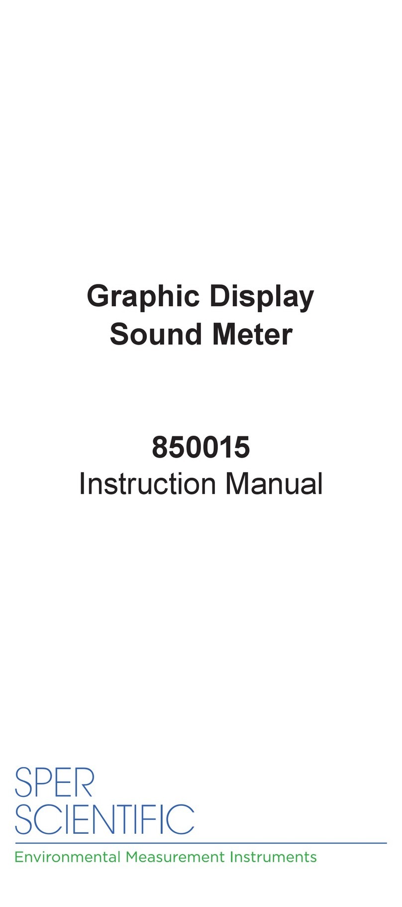 Sper scientific 850015 instruction manual