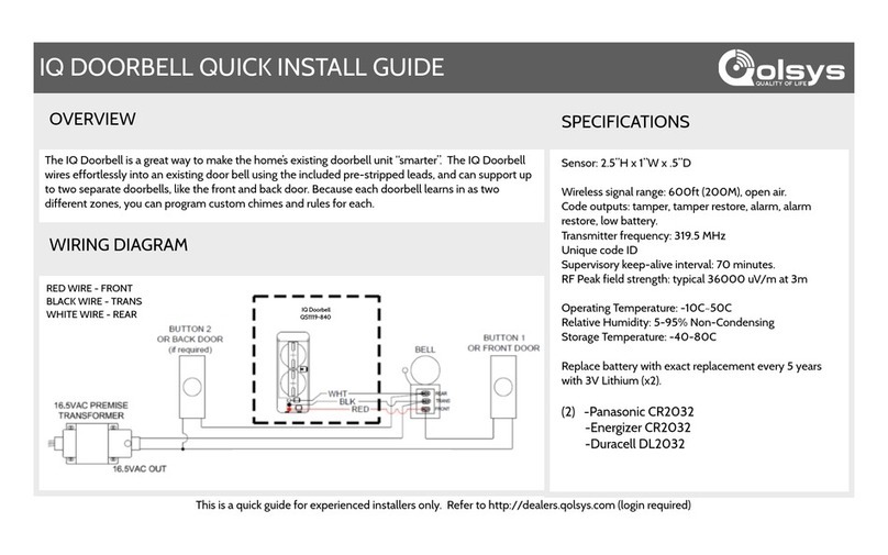 QOLSYS IQ DOORBELL Quick install guide