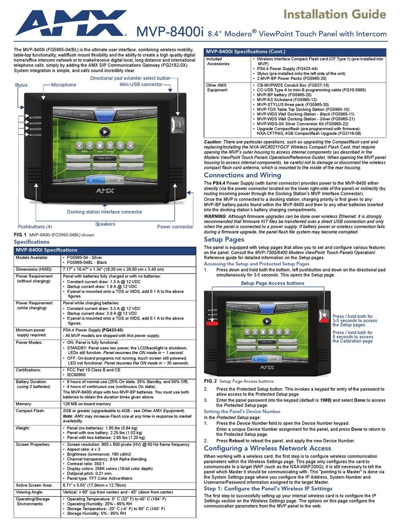 AMX Modero ViewPoint MVP-8400i User manual