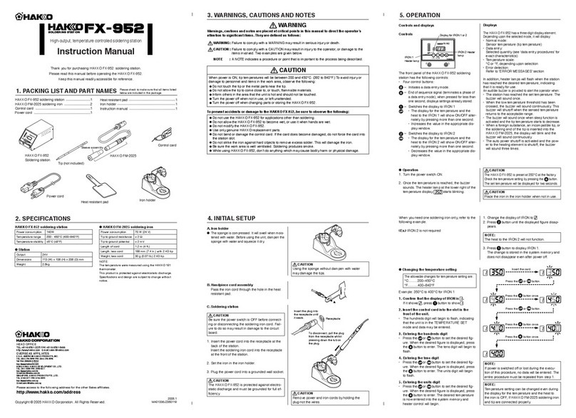 Hakko Electronics FX-952 User manual