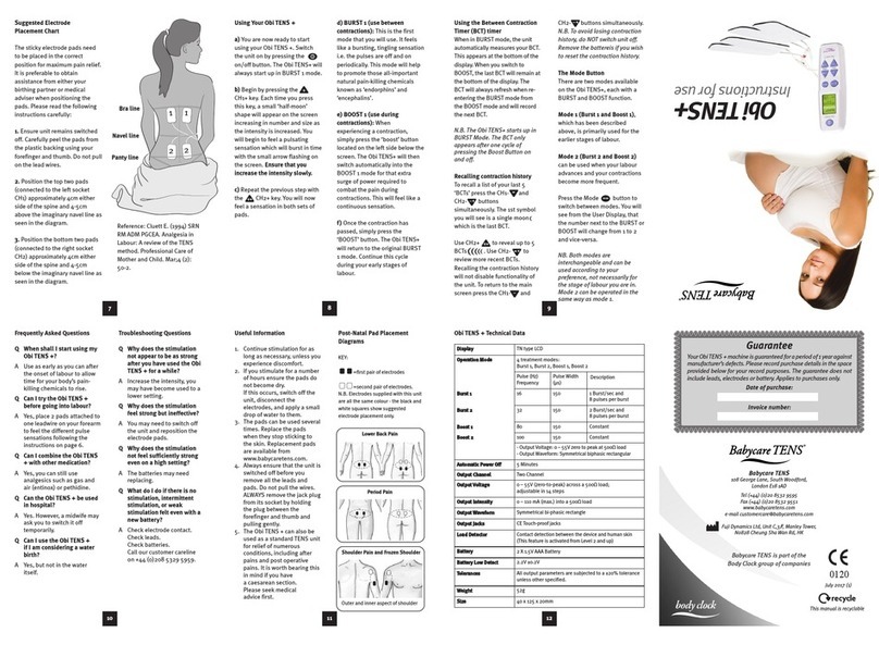 Bodycare TENS Obi TENS+ Instructions for use & warranty
