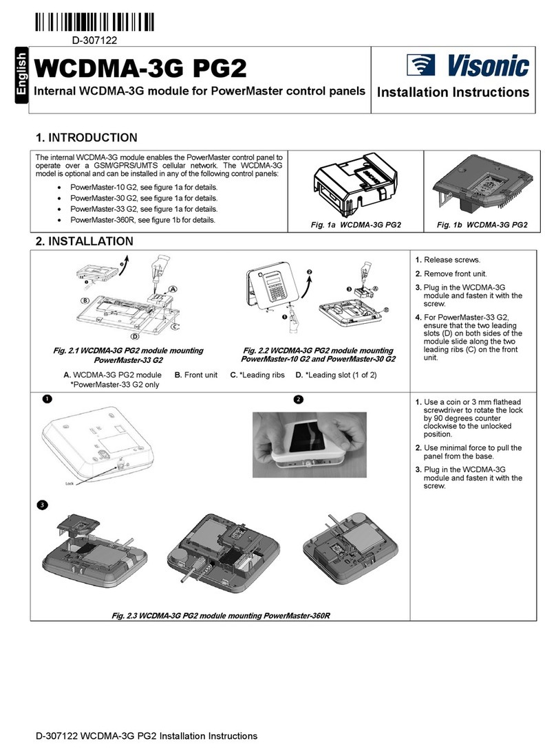 Visonic WCDMA-3G PG2 User manual