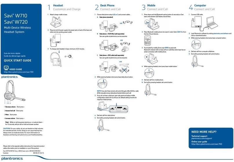 Plantronics Savi W720 quick start guide