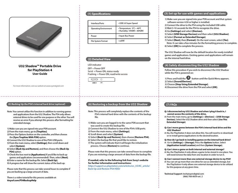 OYEN DIGITAL U32 Shadow User manual OYEN DIGITAL U32 Shadow User manual