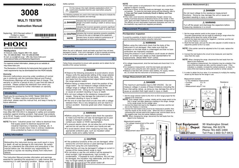 Hioki 3008 instruction manual