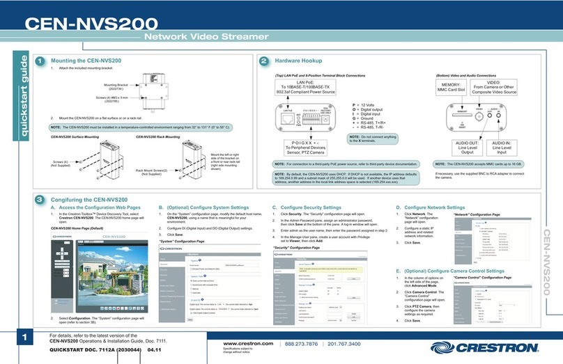 Crestron CEN-NVS200 quick start guide