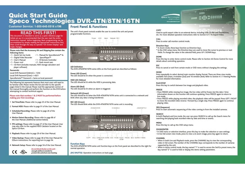 Speco DVR-4TN Series User manual