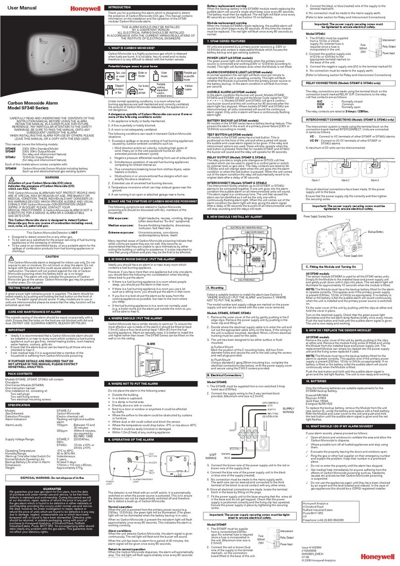 Honeywell SF340F User manual