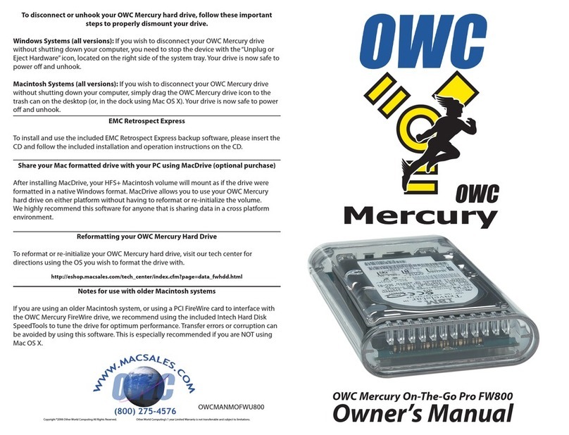 OWC Mercury On-The-Go Pro FW800 User manual