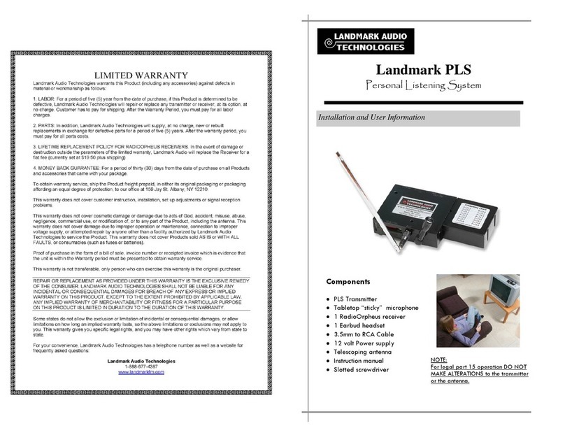 Landmark Audio Technologies Personal Listening System instruction manual