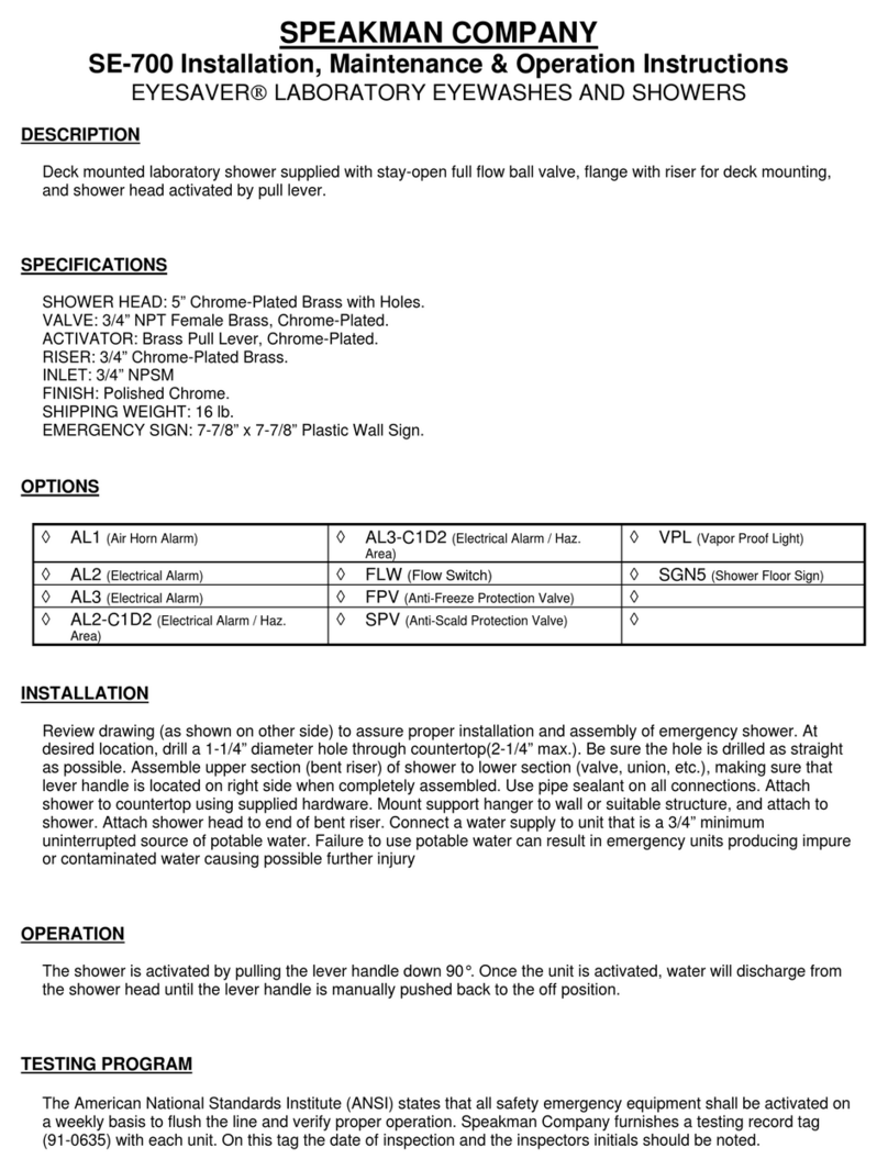 Speakman SE-700 Installation, maintenance & operating instructions