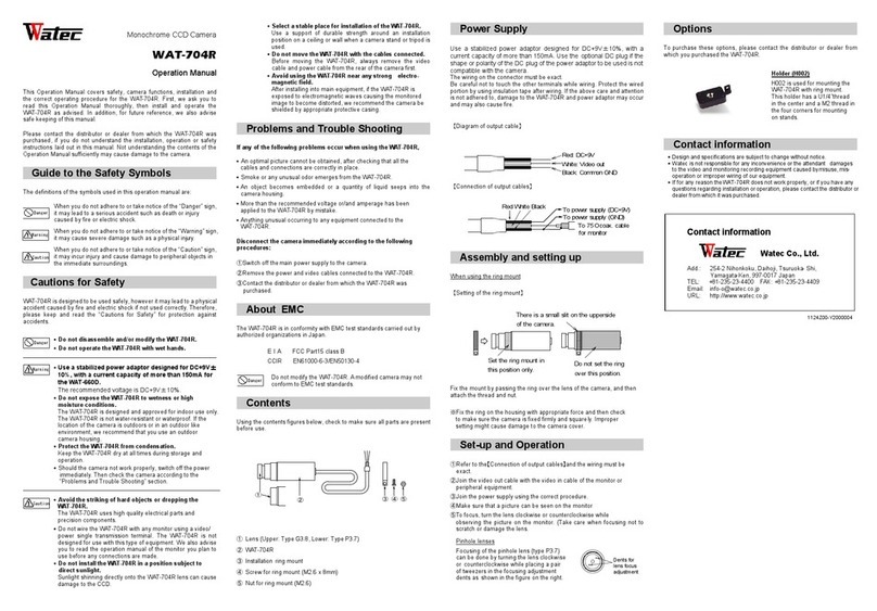Watec WAT-704R Operation manual