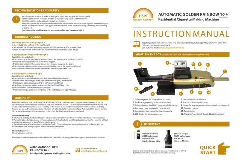 HSPT Golden Rainbow AUTOMATIC GOLDEN RAINBOW 10 PLUS instruction manual