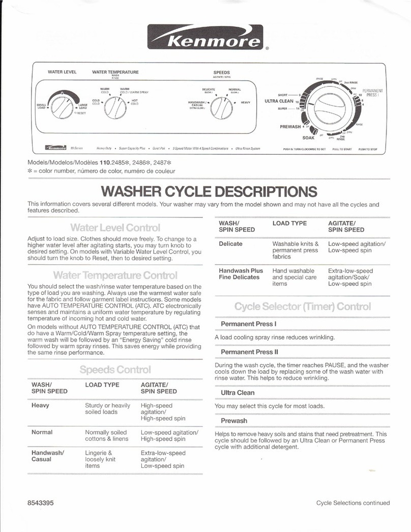 Kenmore 110.2485 Operating and installation instructions
