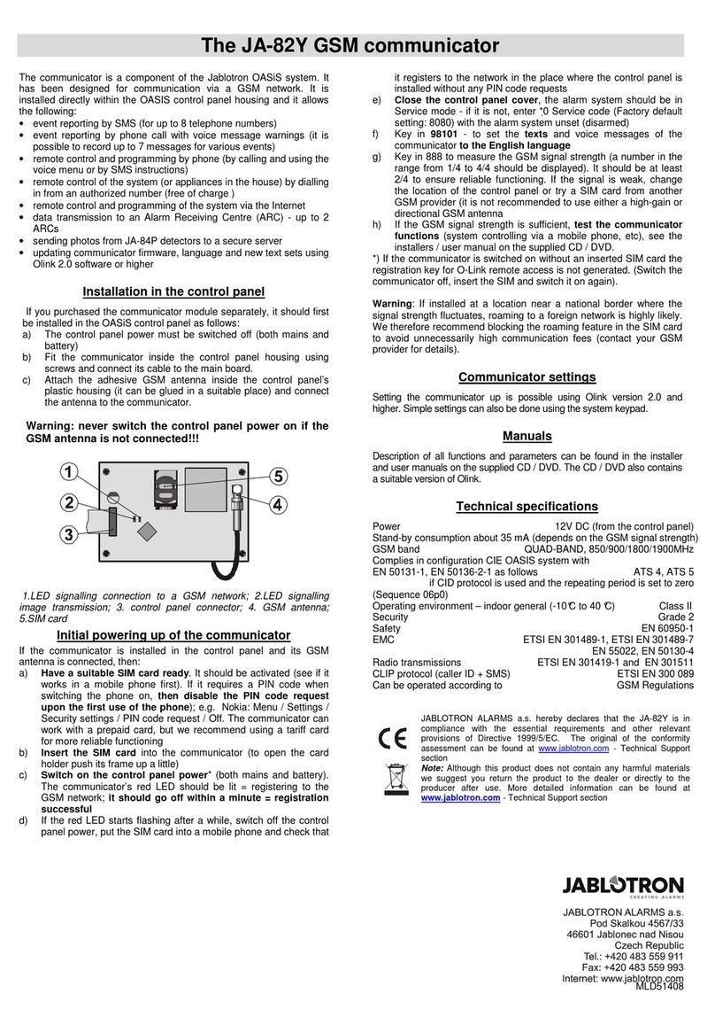 jablotron JA-82Y User manual