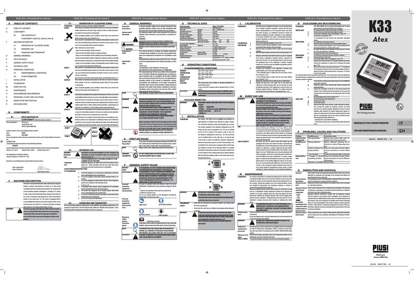 Piusi K33 Atex Use and maintenance manual