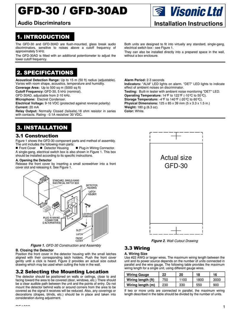 Visonic GFD-30AD installation instructions