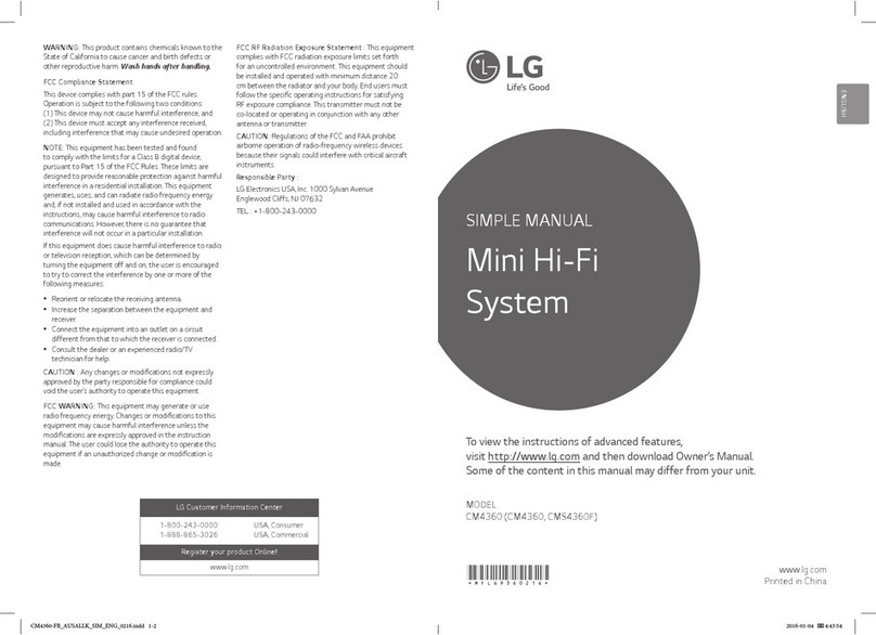 LG CM4360 Specification sheet