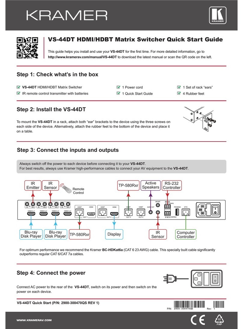 Kramer VS-44DT quick start guide