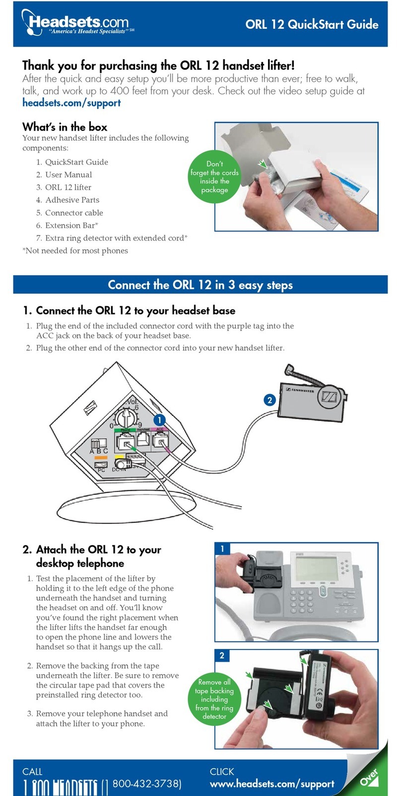 Sennheiser ORL 12 quick start guide Sennheiser ORL 12 quick start guide