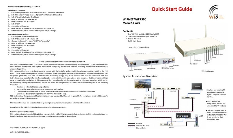 Wi3 WiPNET WiP7500 quick start guide