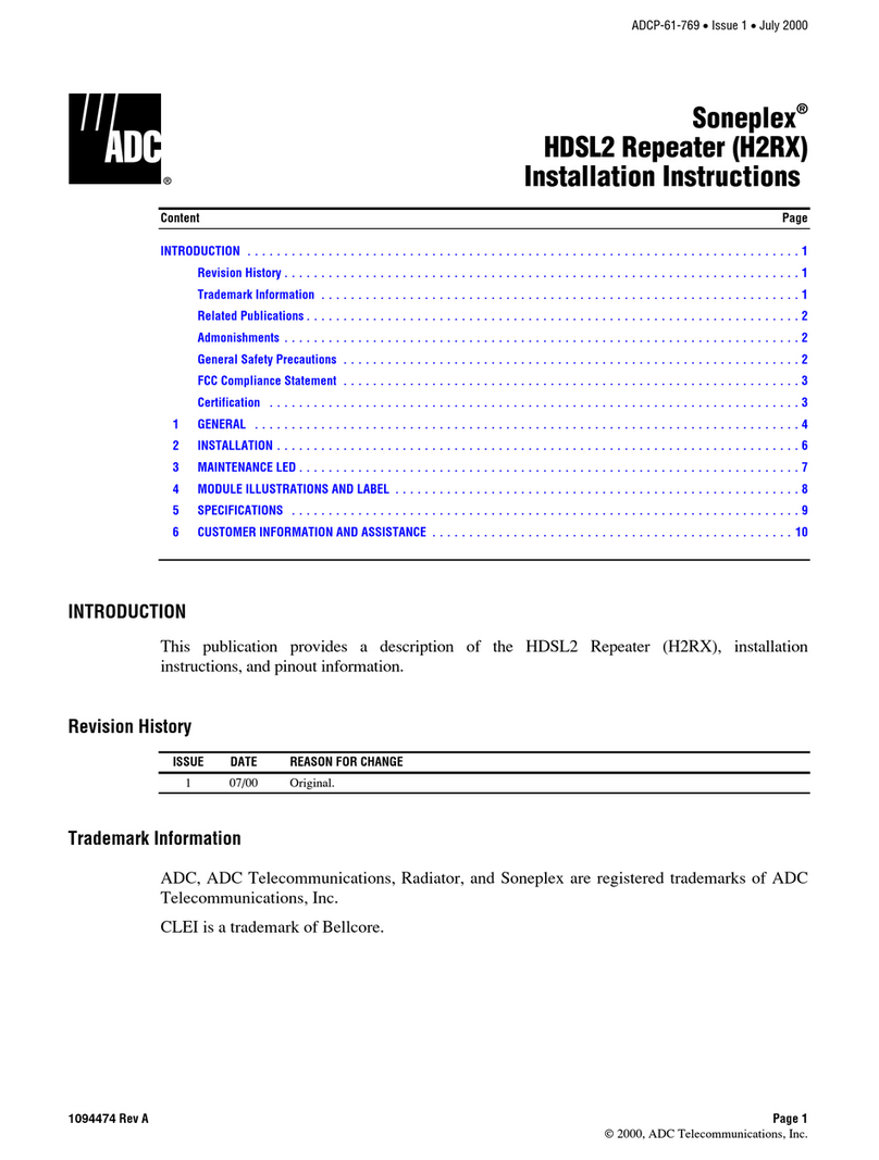 ADC SONEPLEX H2RX User manual