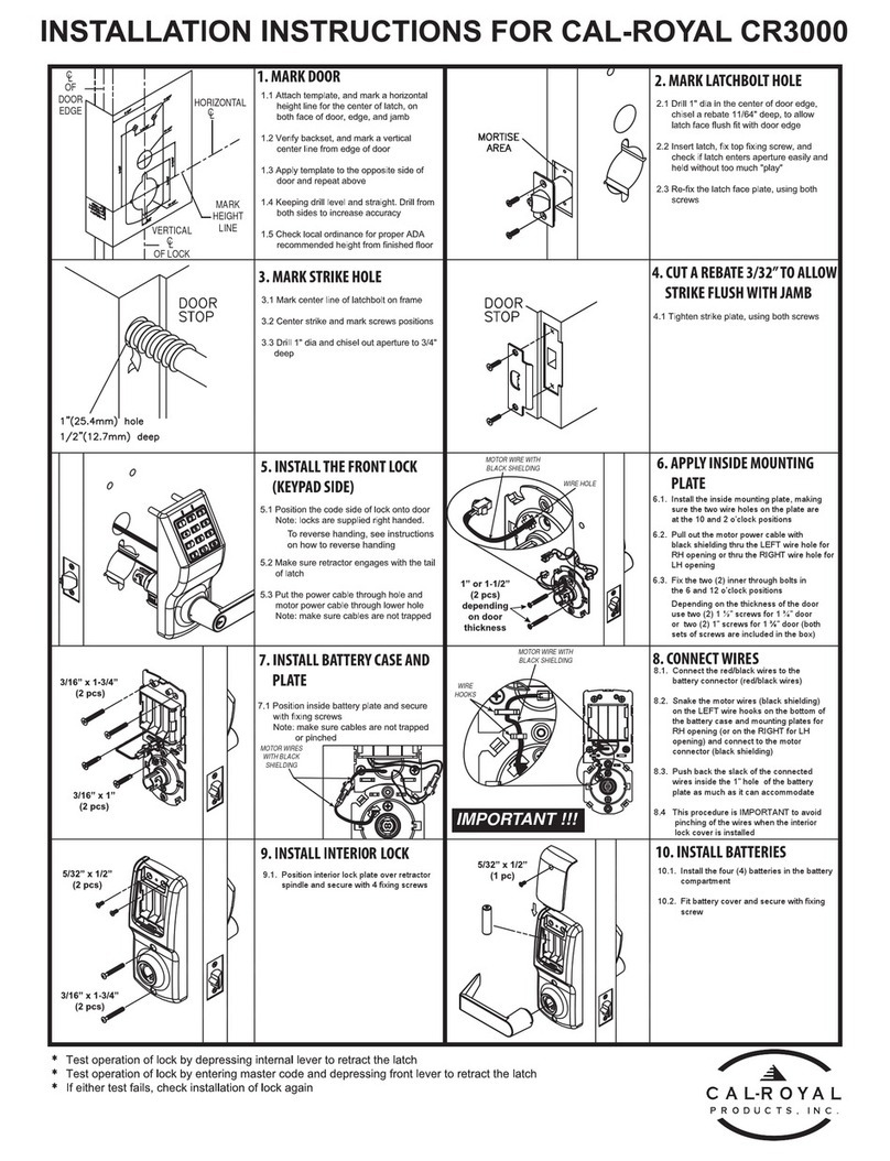 Cal-Royal CR3000 Installation instructions and owner's manual