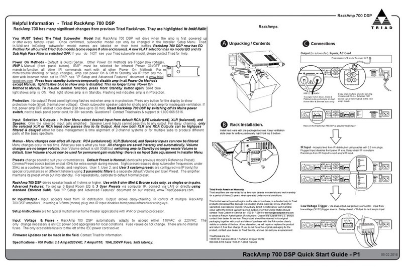 Triad RackAmp 700 DSP User manual