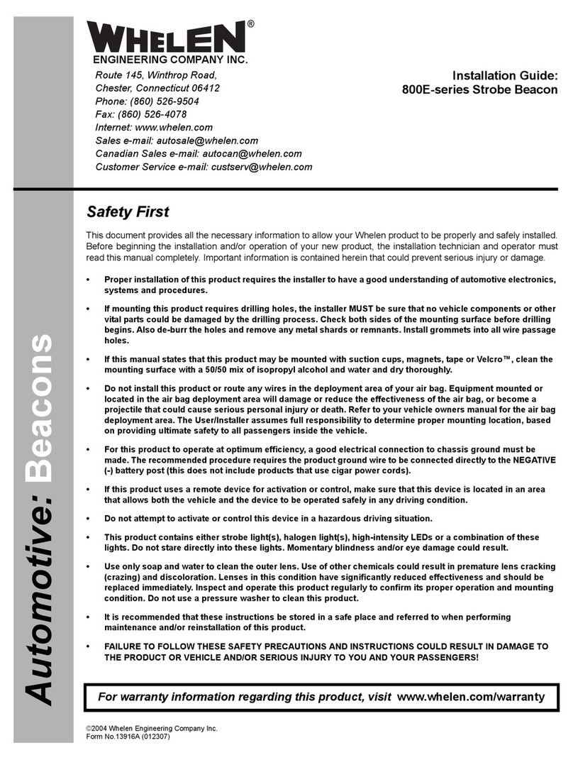 Whelen Engineering Company 800E-series installation guide