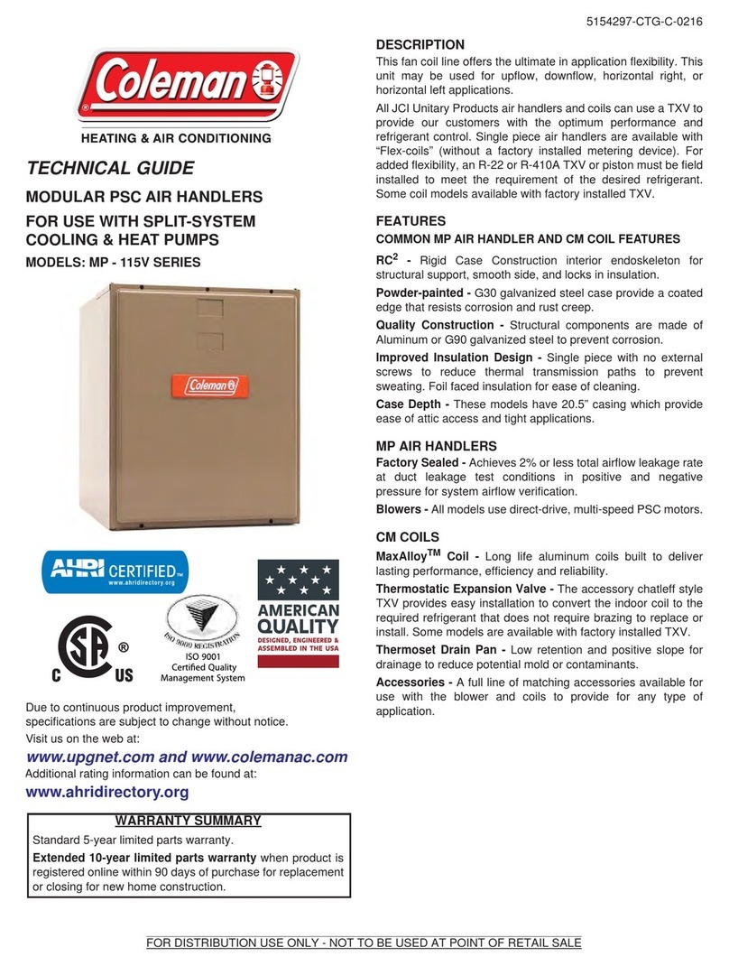 Coleman MP12BN11 Quick start guide