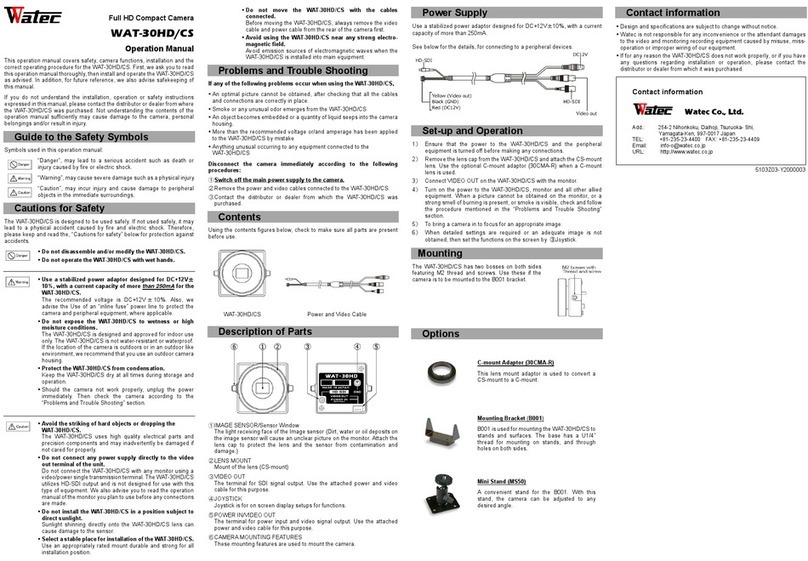 Watec WAT-30HD/CS Operation manuals