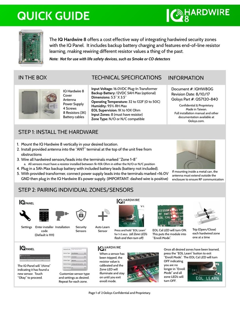 QOLSYS IQ Hardwire 8 quick guide