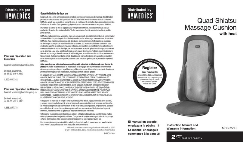 HoMedics MCS-750H Instruction manual and  warranty information