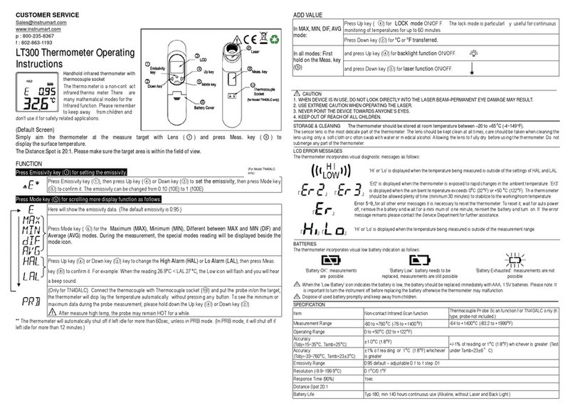 Sixth Sense LT300 operating instructions