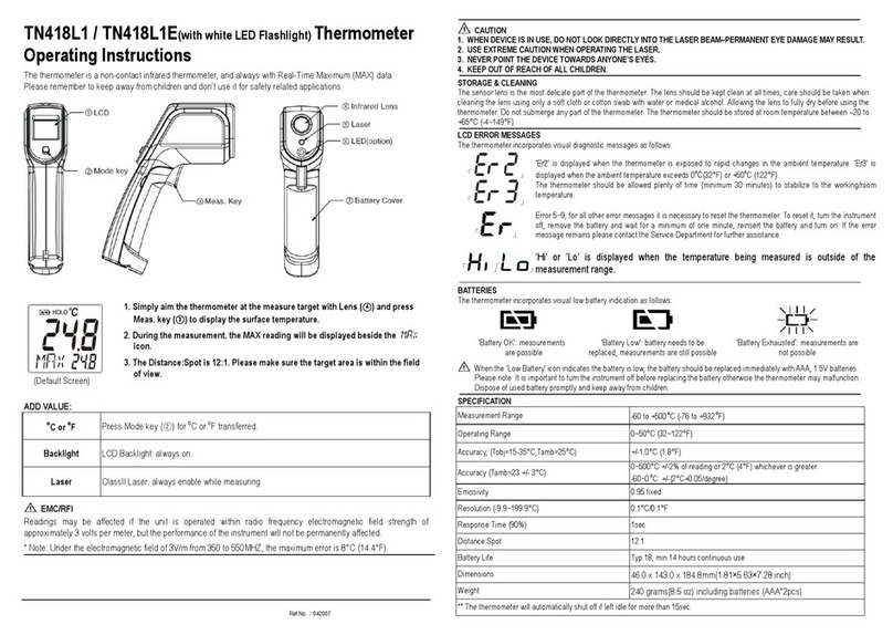 Metris Instruments TN418L1 operating instructions