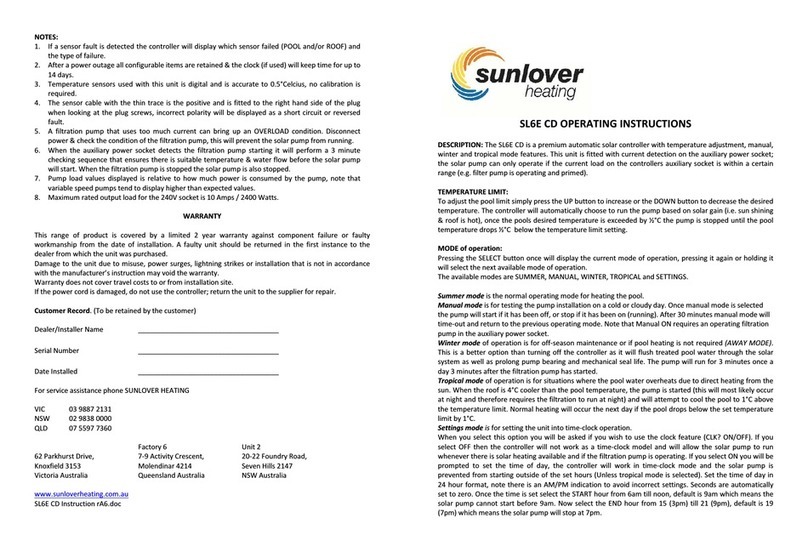 Sunlover SL6E User manual