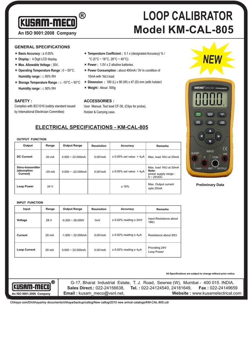 Kusam-meco KM-CAL-805 Operation manuals